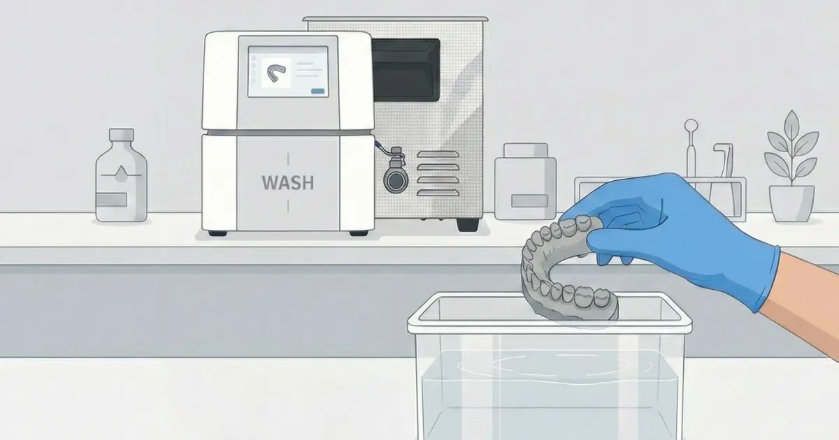 歯科用3Dプリンターの洗浄作業と3D Medsupo