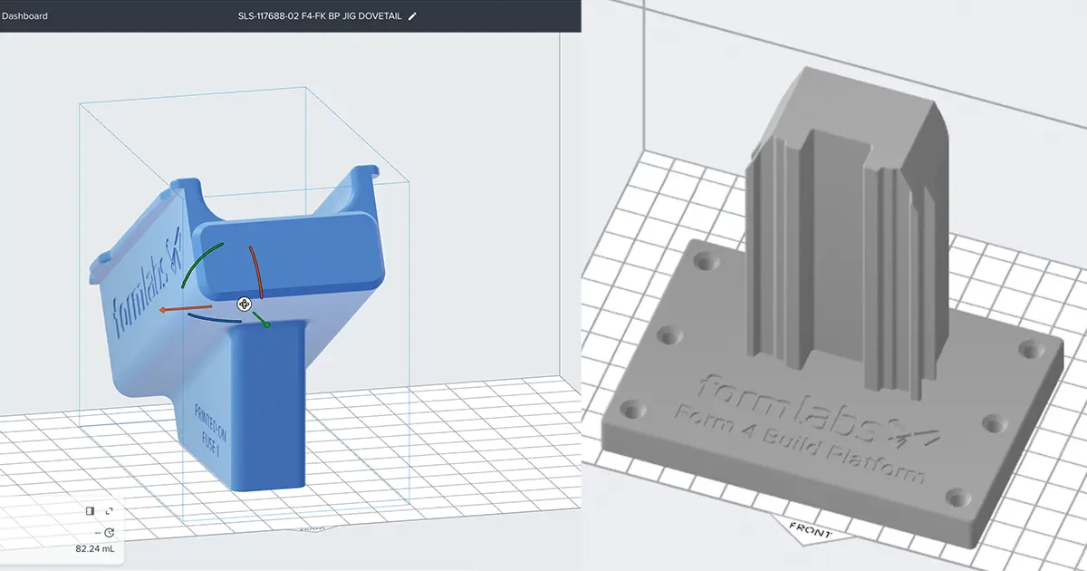 Form 4 ビルドプラットフォームマウントの3Dモデルイメージ
