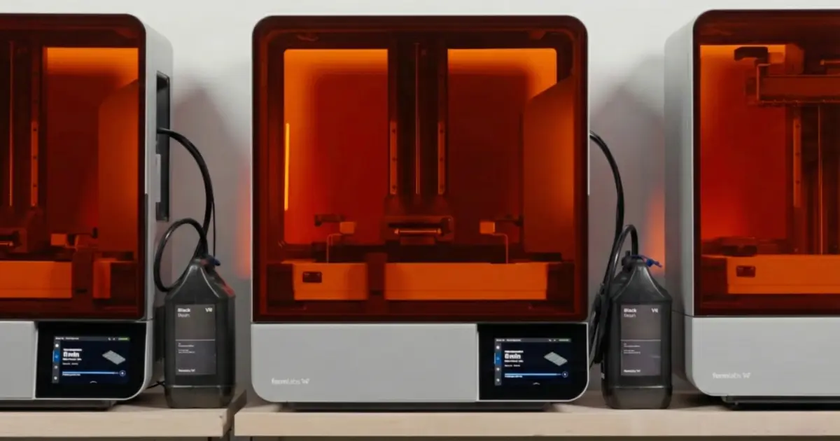 Form 4Lのカバーを開けた状態。RPSポンプと通常の1Lカートリッジが両方のスロットに装填されている様子