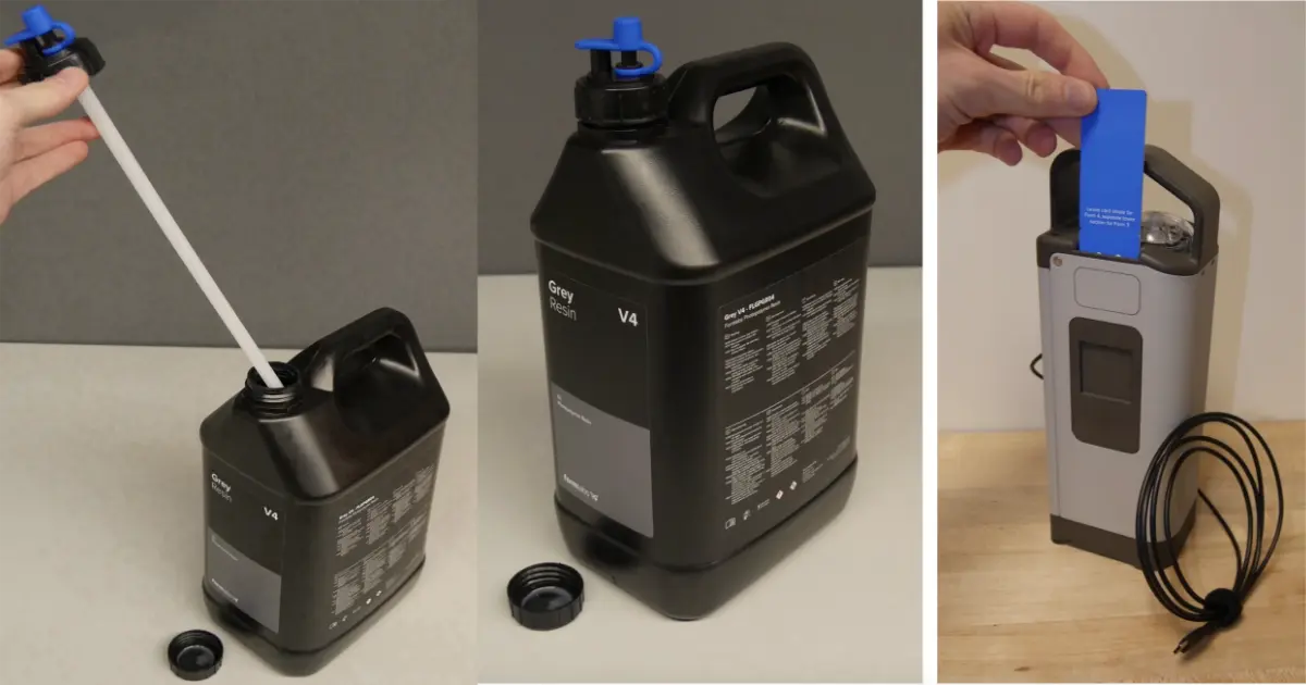 Form 4L用ポンプのカードスロットに、RFIDカードを挿入している手元のアップ写真
