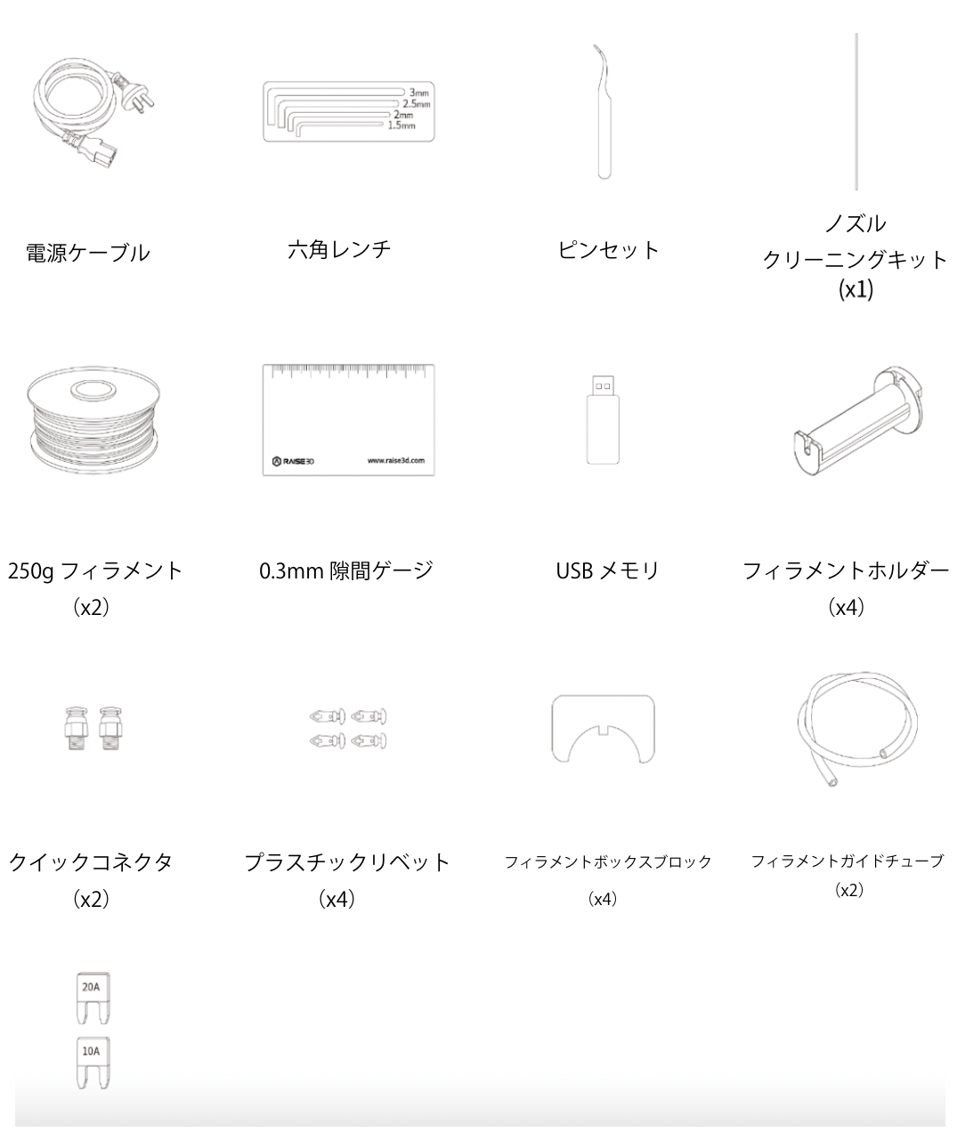 付属品一覧
