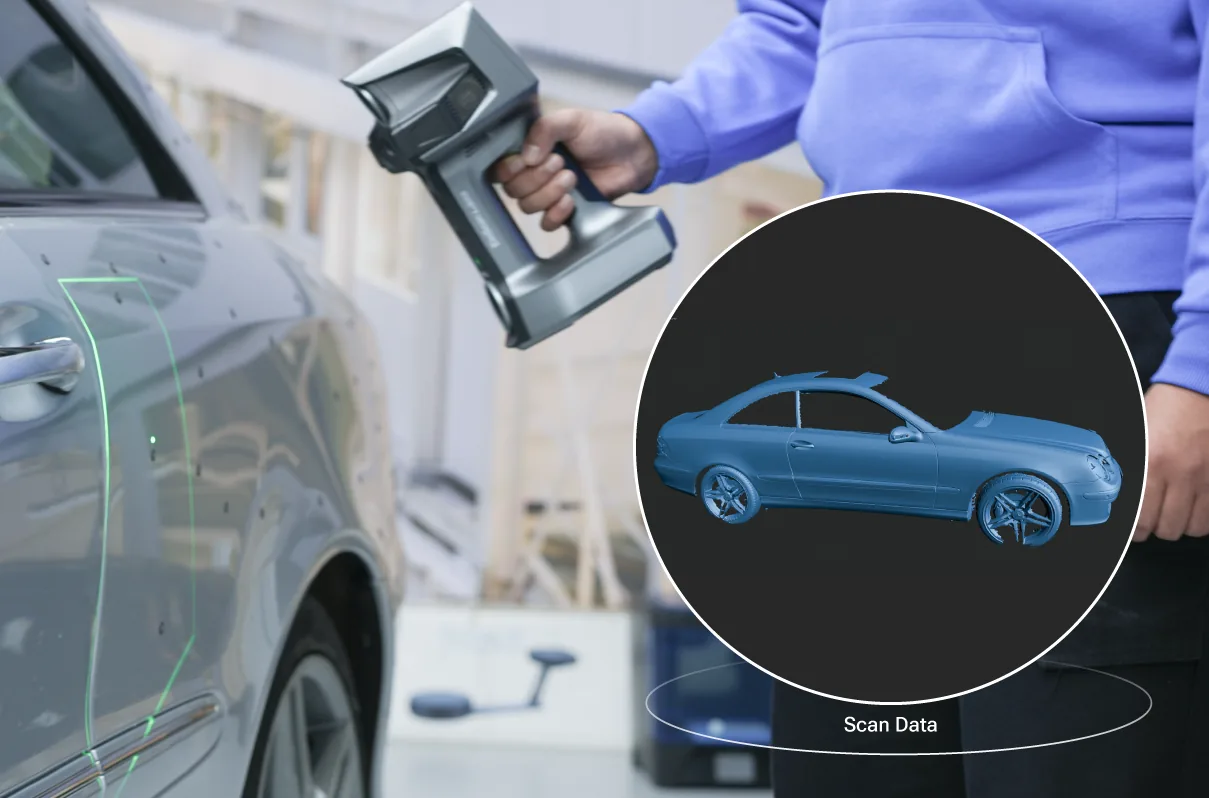 車体をケーブルなしでスキャンする様子
