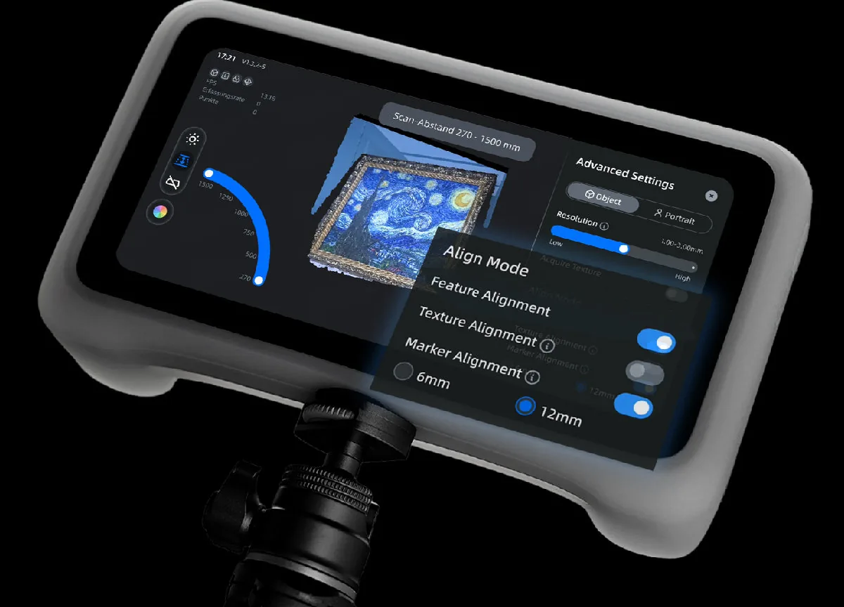 Einstar VEGA 本体アプリの位置合わせ設定画面