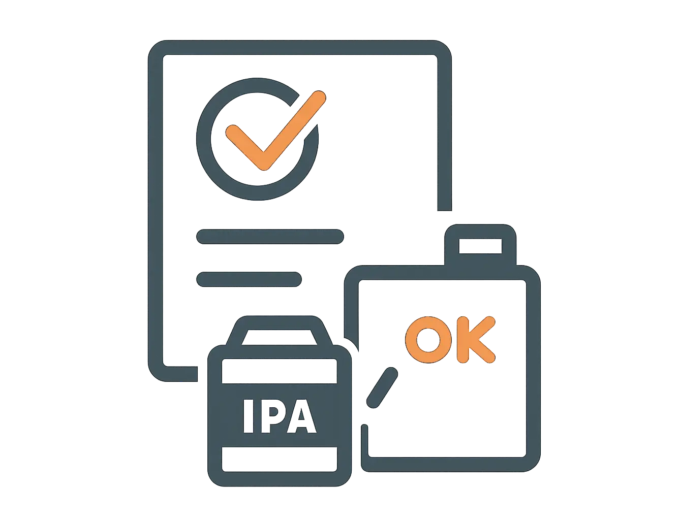 IPA の容器とチェックシートを描いたイラスト