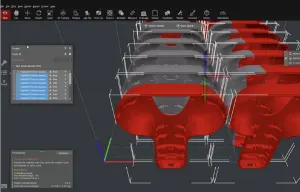 ideaMaker で複数の部品を立体的に並べた画面