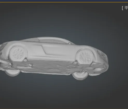 同じ模型車をテクスチャなしで表示した 3D データの斜め