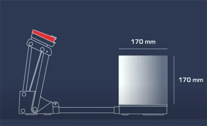 170mm 四方のスキャン範囲を示した図
