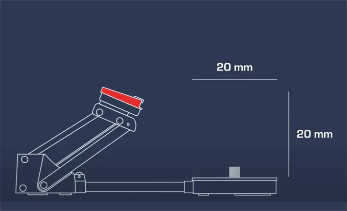 近距離モードのスキャン範囲 20mm×20mm の寸法図